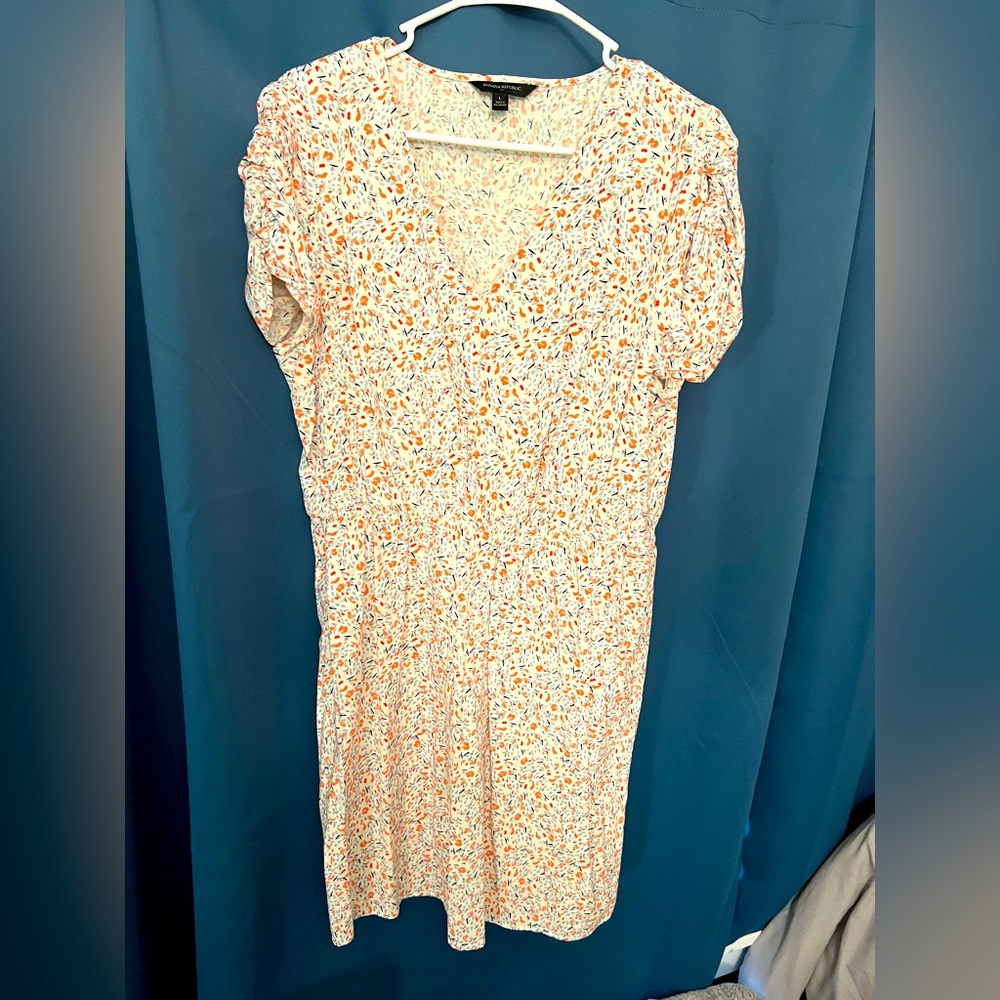 White floral cinched dress